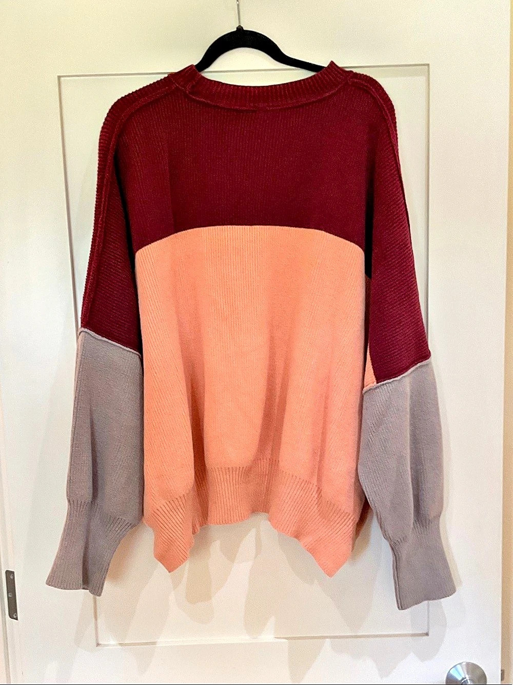 Free People Easy Street Colorblock Sweater Pink & Red